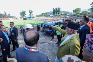 प्रधानमन्त्री ओलीबाट निर्माणाधीन कीर्तिपुर रंगशालाको निरीक्षण